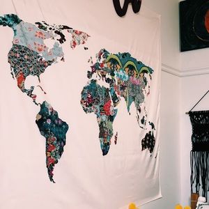 Flower World Map Tapestry